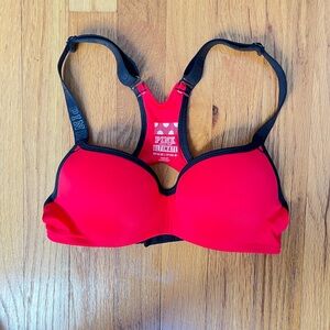 PINK Victoria's Secret Red and Black Push-Up Sports Bra